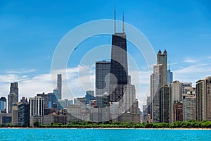 Chicago city skyline at sunny summer day, Chicago, Illinois