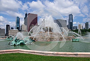 Chicago city view. Buckingham Fountain