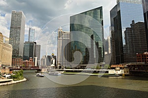 Chicago cityscape with Chicago River