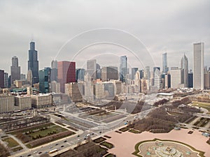 Chicago downtown buildings skyline Grant Park