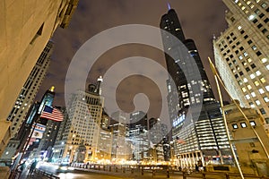 Chicago downtown at cloudy night