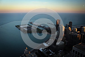Chicago downtown and Michigan Lake panoramic view, Illinois, USA