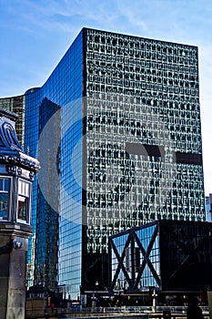 Chicago Downtown old and new buildings at Chicago River