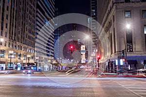 Chicago downtown by the river at night