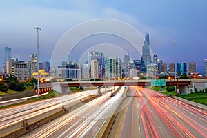 Chicago downtown skyline at twilight