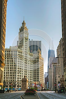 Chicago downtown with the Wrigley building