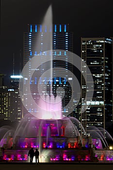 Chicago Famous Fountain and Skiline