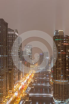 Chicago on a Foggy Night - Wacker Drive photo