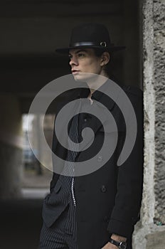 Chicago gangster in a vintage suit and hat