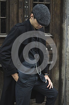 Chicago gangster in a vintage suit and hat