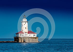 Chicago Harbor Light Clear Blue Sky