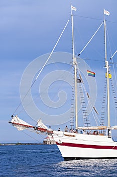 CHICAGO, IL - JULY 10, 2018 - The Tall Ship Windy sailing on Mi