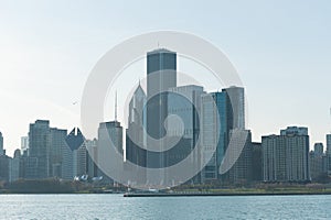 CHICAGO, ILLINOIS - APRIL 17, 2016: Chicago Business District, Downtown, Skyscraper. Michigan Lake