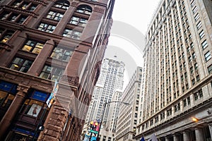 Chicago Illinois city skyscrapers, cloudy sky background