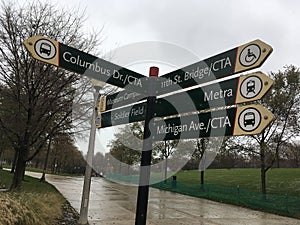 Chicago, Illinois Signs to the Museum Campus and Soldier Field