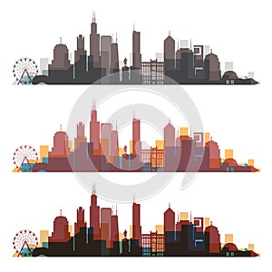 Chicago, Illinois skyline city colorfull silhouette.