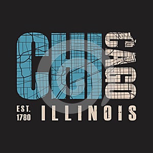 Chicago Illinois t shirt print. Vector illustration.