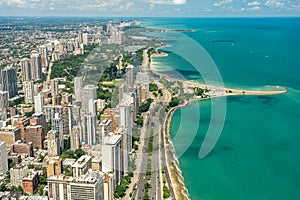 Chicago, Illinois, USA - City view from John Hancock Center observation level