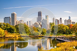 Chicago, Illinois, USA Downtown Park and Skyline