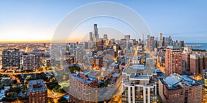 Chicago, Illinois, USA Downtown Skyline from Above