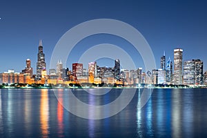 Chicago, Illinois, USA Downtown Skyline from Lake Michigan