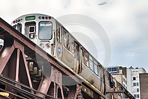 CHICAGO, ILLINOIS, USA - July 15, 2018: Elevated Train in Chicago