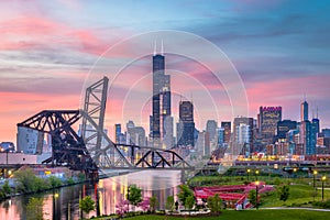 Chicago, Illinois, USA Park and Skyline