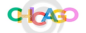 CHICAGO. Lettering on a white background. Vector design template for poster, map, banner