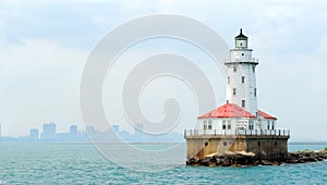 Chicago Lighthouse with Skyline in Background