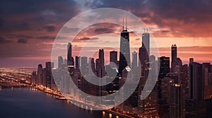 Chicago lights in the night