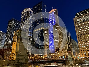 Chicago Loop illuminated at night photo