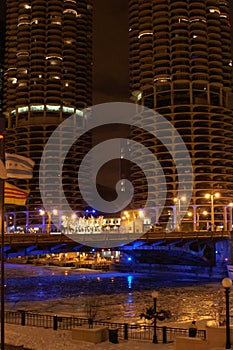 Chicago Marina Towers at Night