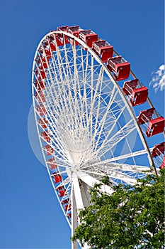 Chicago navy pier ferris wheel close up