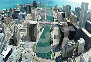 Chicago panorama from 88th floor on Chicago river