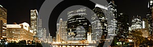 Chicago panoramic skyline at night