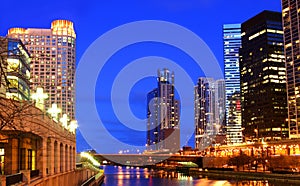 Chicago River at night