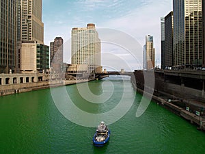 Chicago River on Saint Patric's Day