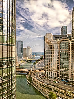 The Chicago River and Wacker Drive. Chicago, USA.