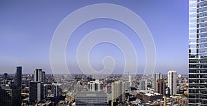 Chicago`s Near West side, including Fulton Market. Aerial panorama, cityscape. USA.