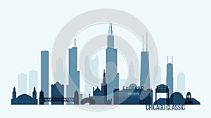 Chicago skyline buildings vector illustration