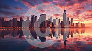 Chicago skyline at dawn