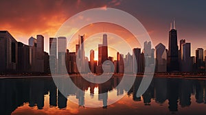 Chicago skyline at dawn