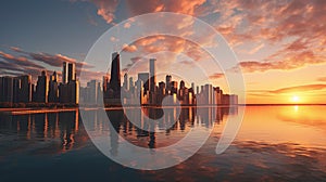 Chicago skyline at dawn