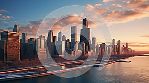 Chicago skyline at dawn