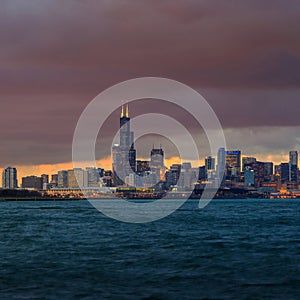Chicago Skyline at dusk