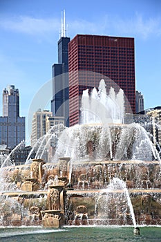 Chicago Skyline and Fountain