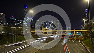 Chicago skyline interstate timelapse