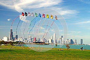 Chicago Skyline And Kites
