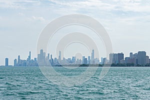 The Chicago Skyline and Lake Michigan in the Distance seen from Montrose Point