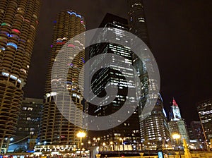 Chicago skyline at night city